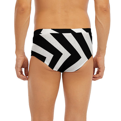Black And White Zigzag Dazzle Print Men's Briefs