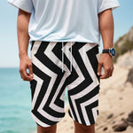 Black And White Zigzag Dazzle Print Men's Cargo Shorts
