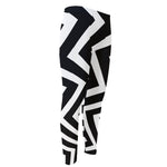 Black And White Zigzag Dazzle Print Men's Compression Pants