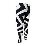 Black And White Zigzag Dazzle Print Men's Compression Pants