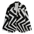 Black And White Zigzag Dazzle Print Men's Cotton Blazer