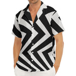 Black And White Zigzag Dazzle Print Men's Deep V-Neck Shirt
