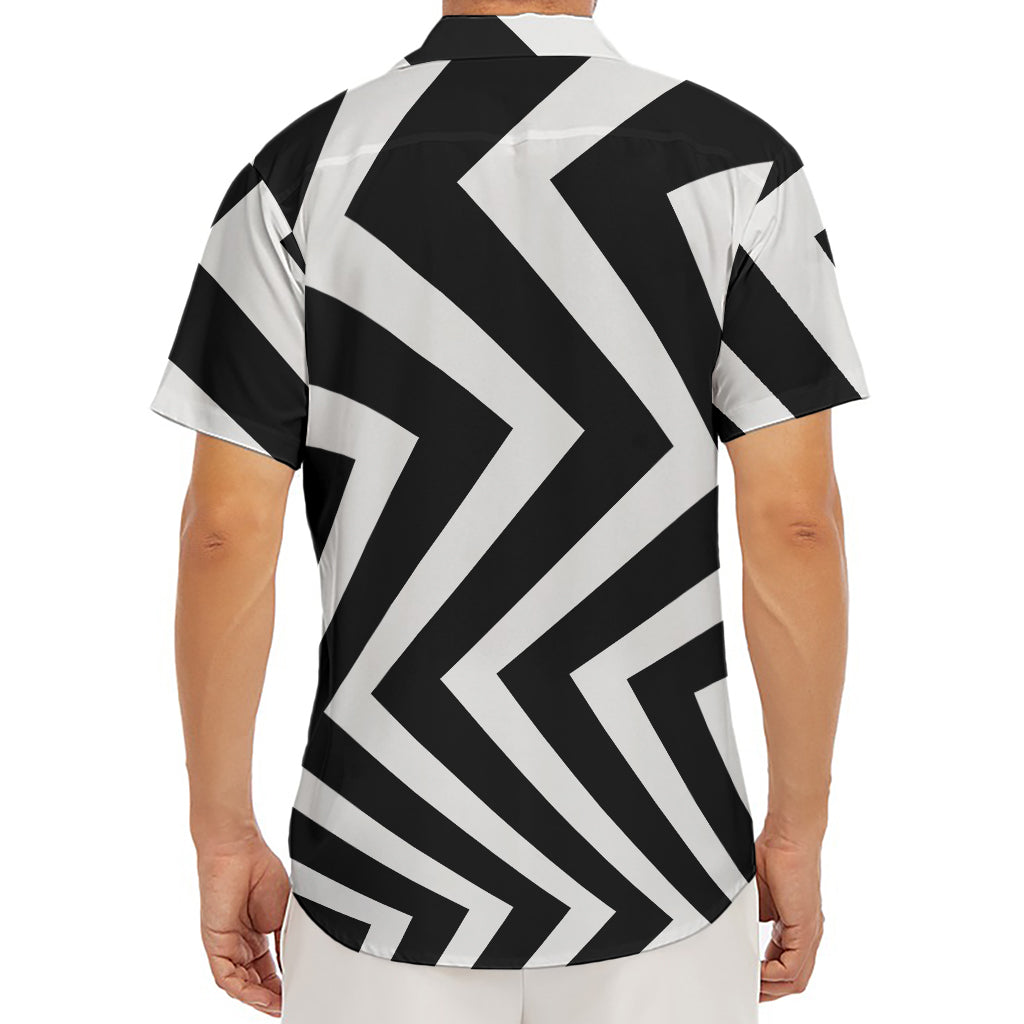 Black And White Zigzag Dazzle Print Men's Deep V-Neck Shirt