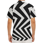 Black And White Zigzag Dazzle Print Men's Deep V-Neck Shirt