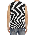Black And White Zigzag Dazzle Print Men's Fitness Tank Top