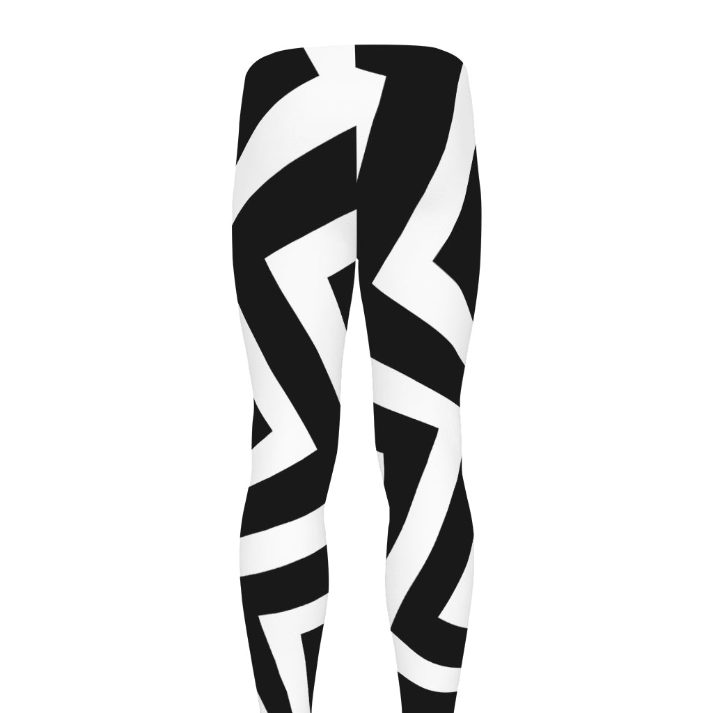 Black And White Zigzag Dazzle Print Men's leggings