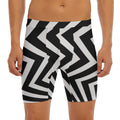 Black And White Zigzag Dazzle Print Men's Long Boxer Briefs