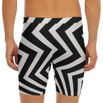 Black And White Zigzag Dazzle Print Men's Long Boxer Briefs