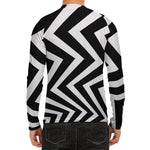 Black And White Zigzag Dazzle Print Men's Long Sleeve Rash Guard