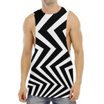 Black And White Zigzag Dazzle Print Men's Muscle Tank Top