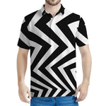 Black And White Zigzag Dazzle Print Men's Polo Shirt
