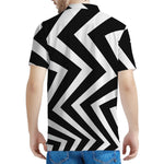 Black And White Zigzag Dazzle Print Men's Polo Shirt