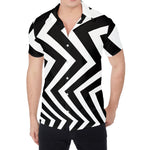 Black And White Zigzag Dazzle Print Men's Shirt