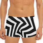Black And White Zigzag Dazzle Print Men's Short Boxer Briefs