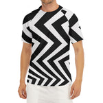 Black And White Zigzag Dazzle Print Men's Short Sleeve Rash Guard