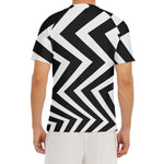 Black And White Zigzag Dazzle Print Men's Short Sleeve Rash Guard