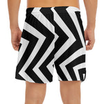 Black And White Zigzag Dazzle Print Men's Split Running Shorts