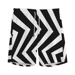 Black And White Zigzag Dazzle Print Men's Sports Shorts
