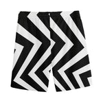 Black And White Zigzag Dazzle Print Men's Sports Shorts
