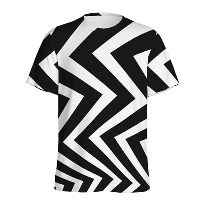 Black And White Zigzag Dazzle Print Men's Sports T-Shirt