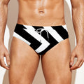 Black And White Zigzag Dazzle Print Men's Swim Briefs