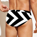 Black And White Zigzag Dazzle Print Men's Swim Briefs