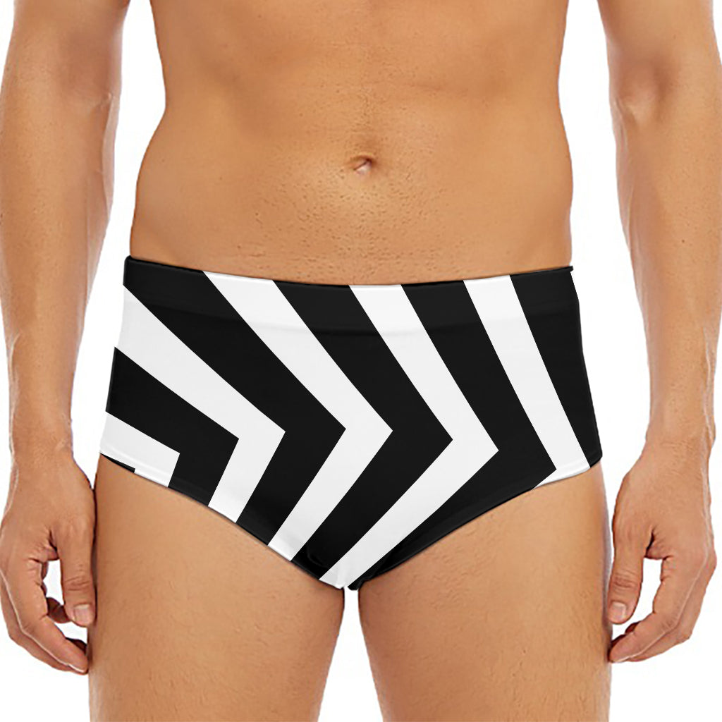 Black And White Zigzag Dazzle Print Men's Triangle Swim Briefs