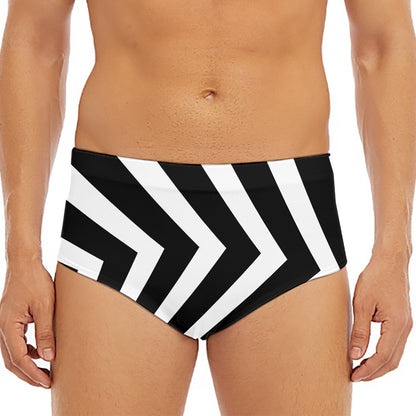 Black And White Zigzag Dazzle Print Men's Triangle Swim Briefs