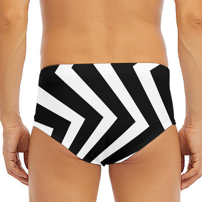Black And White Zigzag Dazzle Print Men's Triangle Swim Briefs