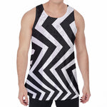 Black And White Zigzag Dazzle Print Men's Velvet Tank Top