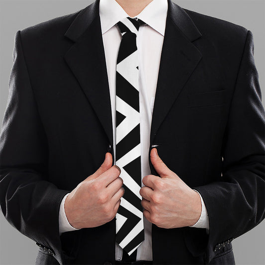Black And White Zigzag Dazzle Print Necktie