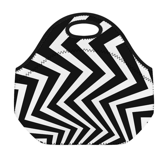 Black And White Zigzag Dazzle Print Neoprene Lunch Bag