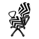 Black And White Zigzag Dazzle Print Office Chair Cover