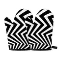 Black And White Zigzag Dazzle Print Oven Mitts