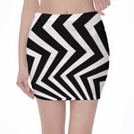 Black And White Zigzag Dazzle Print Pencil Mini Skirt