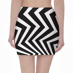 Black And White Zigzag Dazzle Print Pencil Mini Skirt