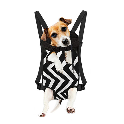 Black And White Zigzag Dazzle Print Pet Carrier Backpack