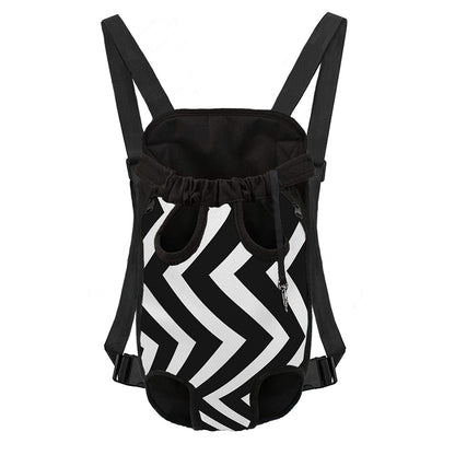 Black And White Zigzag Dazzle Print Pet Carrier Backpack