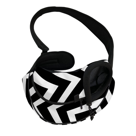 Black And White Zigzag Dazzle Print Pet Sling Carrier