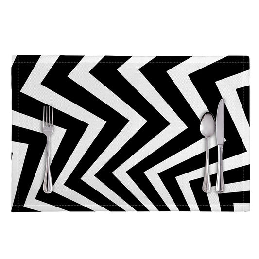 Black And White Zigzag Dazzle Print Placemat
