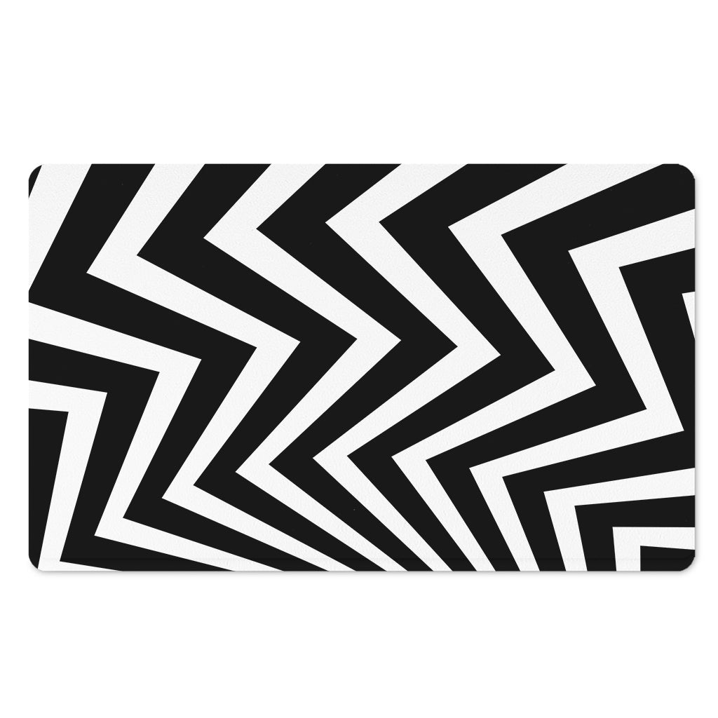 Black And White Zigzag Dazzle Print Polyester Doormat