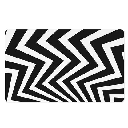Black And White Zigzag Dazzle Print Polyester Doormat