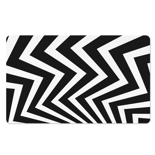 Black And White Zigzag Dazzle Print Polyester Doormat