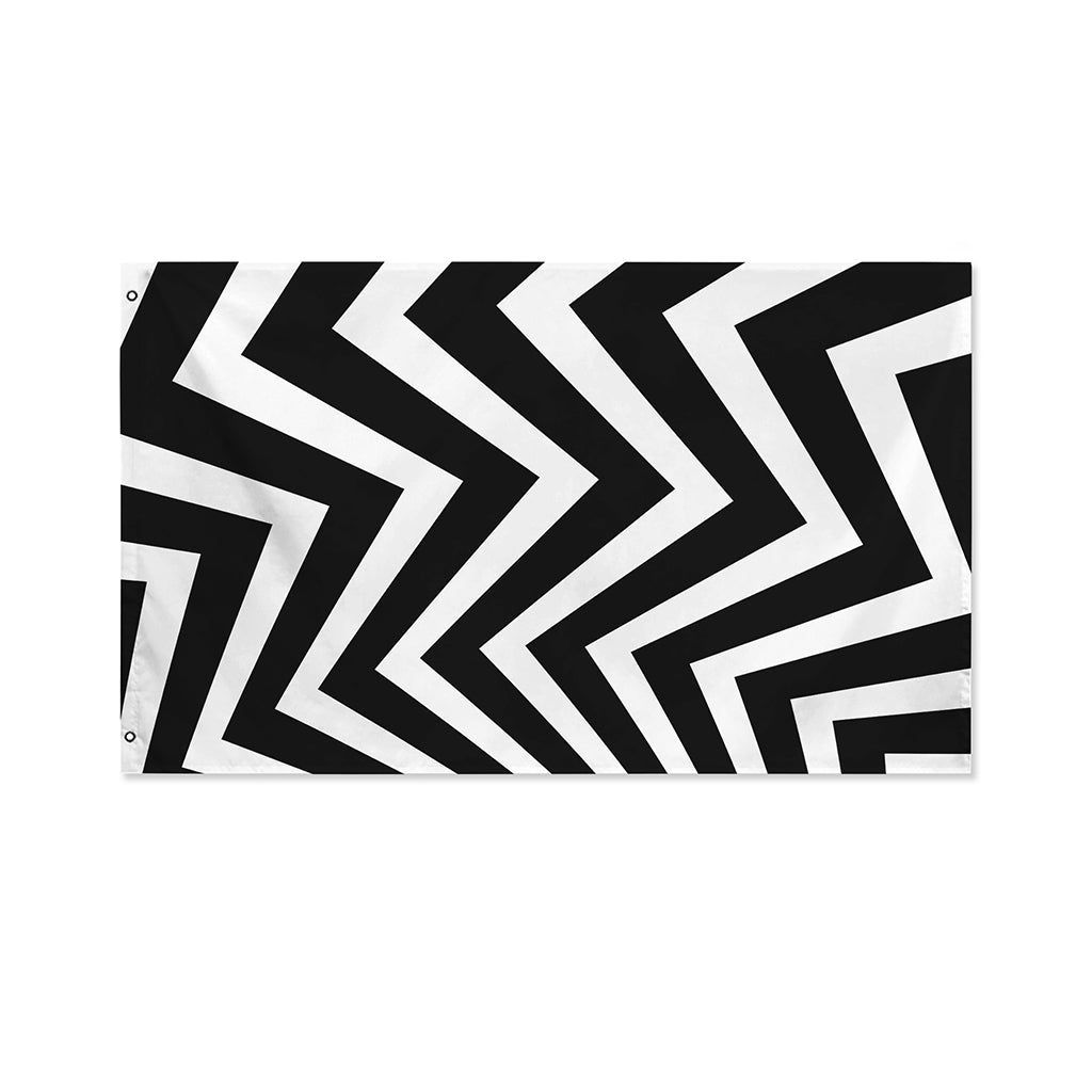 Black And White Zigzag Dazzle Print Polyester Flag