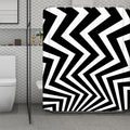 Black And White Zigzag Dazzle Print Polyester Shower Curtain