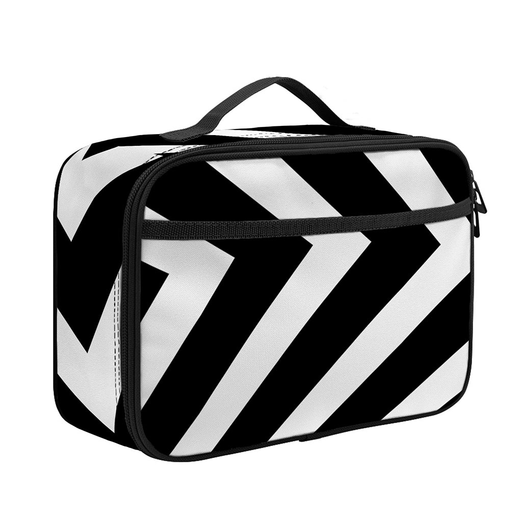 Black And White Zigzag Dazzle Print Portable Lunch Bag