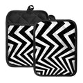 Black And White Zigzag Dazzle Print Pot Holders With Pocket