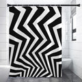 Black And White Zigzag Dazzle Print Premium Shower Curtain