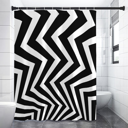 Black And White Zigzag Dazzle Print Premium Shower Curtain