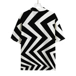 Black And White Zigzag Dazzle Print Rayon Hawaiian Shirt